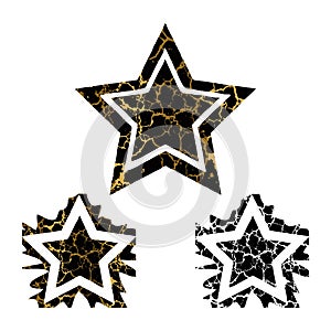 Set of stars with marble texture. Symbol of success. The figure of the system hierarchy.