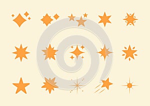 Set of stars vector icon elements. Vector illustration stars icon with different star flat style element collection.