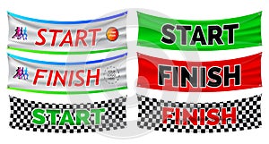 Set of start and finish banner line for marathon run concept.