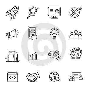 Set of startup icons in linear style