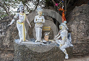 A set of statues at the Koneswaram Kovil.
