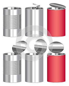 Set of a steel cylinder canned food box