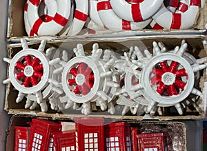 Set of steering wheels of a boat