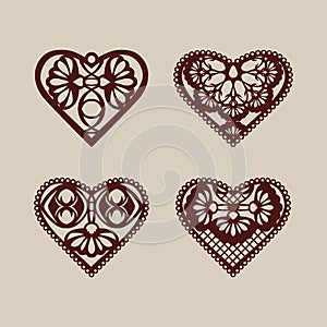 Set stencil lacy hearts with openwork pattern