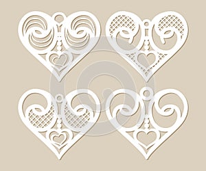 Set stencil lacy hearts with openwork pattern