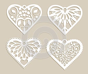 Set stencil lacy hearts with openwork pattern