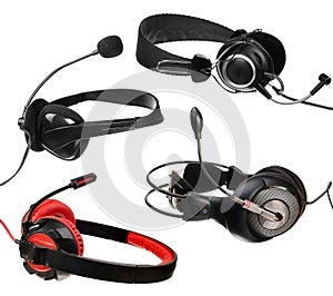 Set of stereo headphones isolated on white background