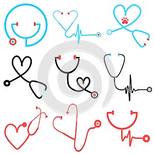 Set of Stethoscope icon in trendy flat style. Stethoscope icon page symbol for your web site design Stethoscope icon logo, app, UI