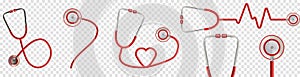 A set of stethoscope icons design. Can be used to promote and advertise. Vector illustration on transparent