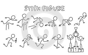 Set of stick figure athletics.