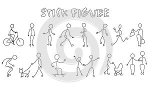 Set stick figure people action