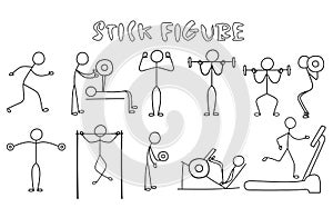 Set of stick figure sportsmans.