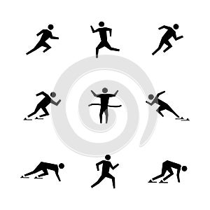 Set stick figures of runners, illustration.