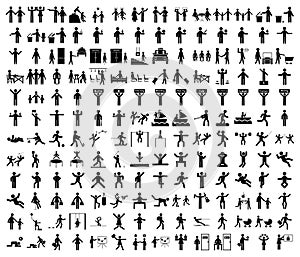A set of stick figures on the theme of lifestyle