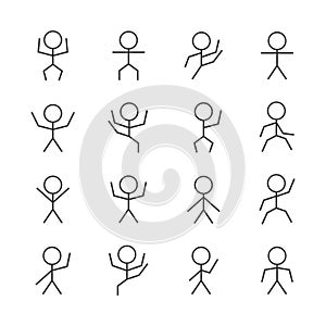Set of stick figures from thin line, vector illustration.