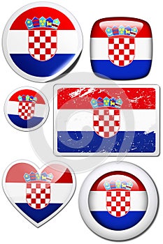 Set of stickers and buttons - Croatia