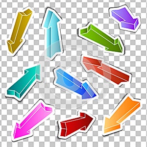 Set of stickers colored arrows