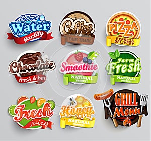 Set of stickers of food. photo