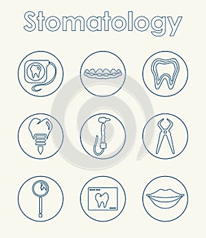 Set of stomatology simple icons