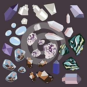 A set of stones for sleeping smoky and rose quartzite, selenite, labradorite, angelite, amethyst, moonstone in several