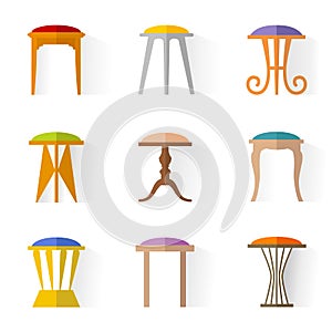 Set of stools. Vector Illustration.