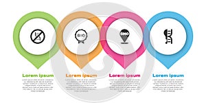 Set Stop GMO, Label for bio healthy food, and Genetically modified chicken. Business infographic template. Vector