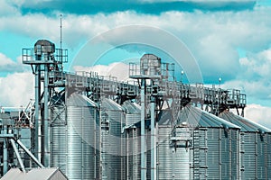 Set of storage tanks cultivated agricultural crops processing plant