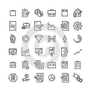 Set of strategy thin line icons.