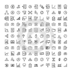 Set of strategy thin line icons.