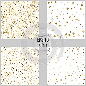 Set of stream gold stars on a white backgrounds. Vector illustrations. 4 in 1