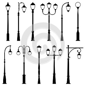 Set of street lamps, vector illustration photo