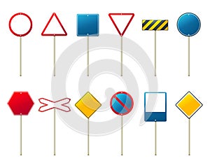 Set of street or road sign, blank template