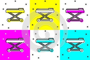 Set Stretcher icon isolated on color background. Patient hospital medical stretcher. Vector