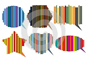 Set of striped speech bubbles