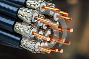 Set of stripped coaxial cable