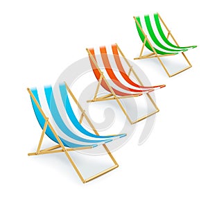 Set of stripped deck-chairs beach inventory