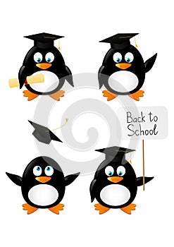 Set of student penguins