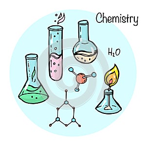 Set of stydying elements. Chemistry topic.