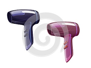 Set of style hair dryer - violet and purple - vector illustration