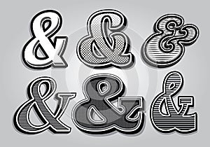 Set of stylish ampersands from different fonts