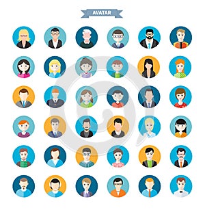 Set of stylish avatars man and woman icons