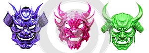 Set of stylish masks on transparent background