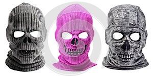 Set of stylish masks on transparent background