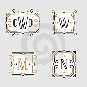 The set of stylish retro monogram emblem templates