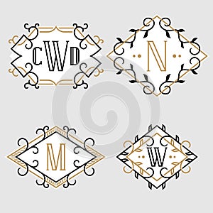 The set of stylish retro monogram emblem templates
