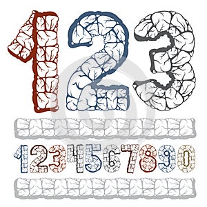 Set of stylish vector digits, modern numerals collection. Bold n