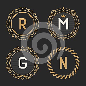 The set of stylish vintage monogram emblem and logo templates.
