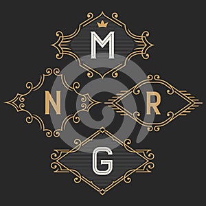 The set of stylish vintage monogram emblem and logo templates.