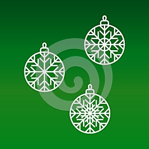 Set of stylish white graphic flat vector Christmas bauble icons
