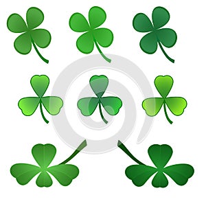 Set of stylized clover leaves